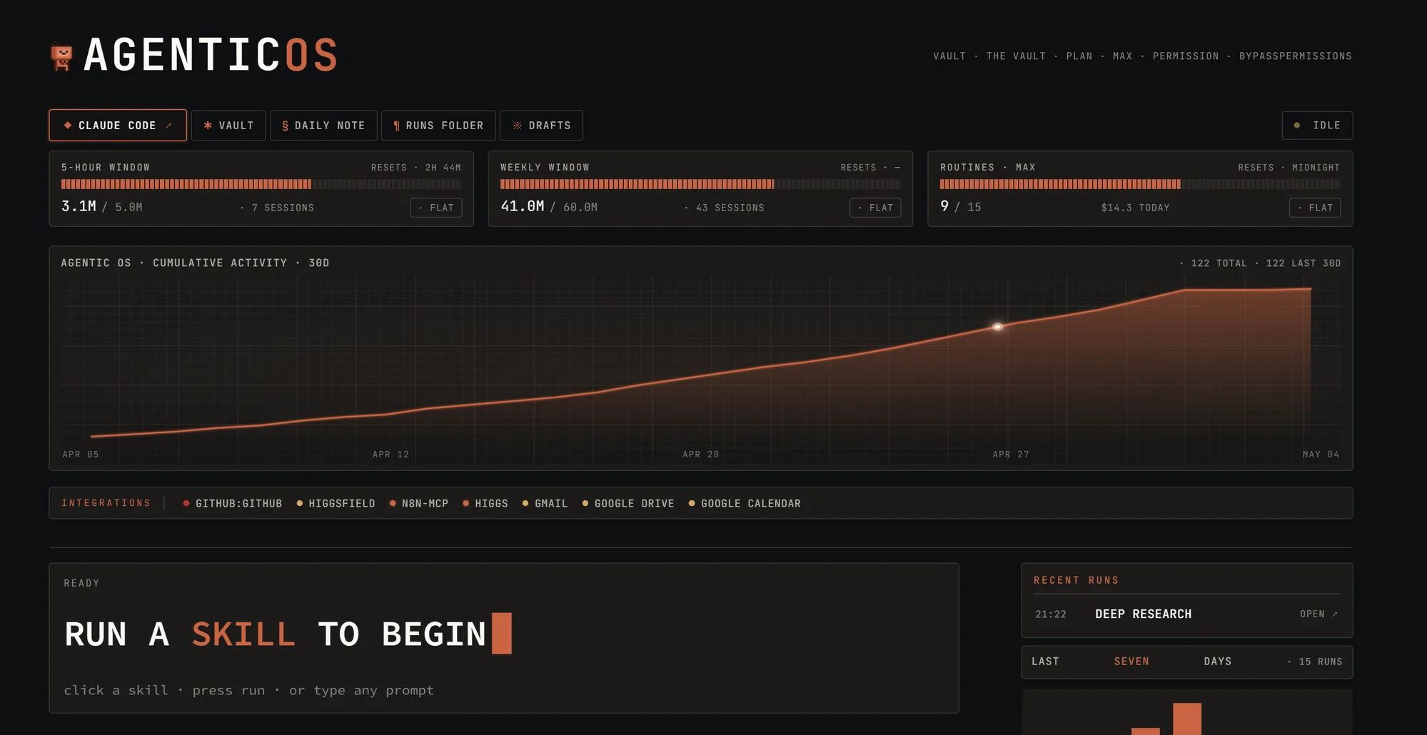 Chase's AI command center with project and workflow controls